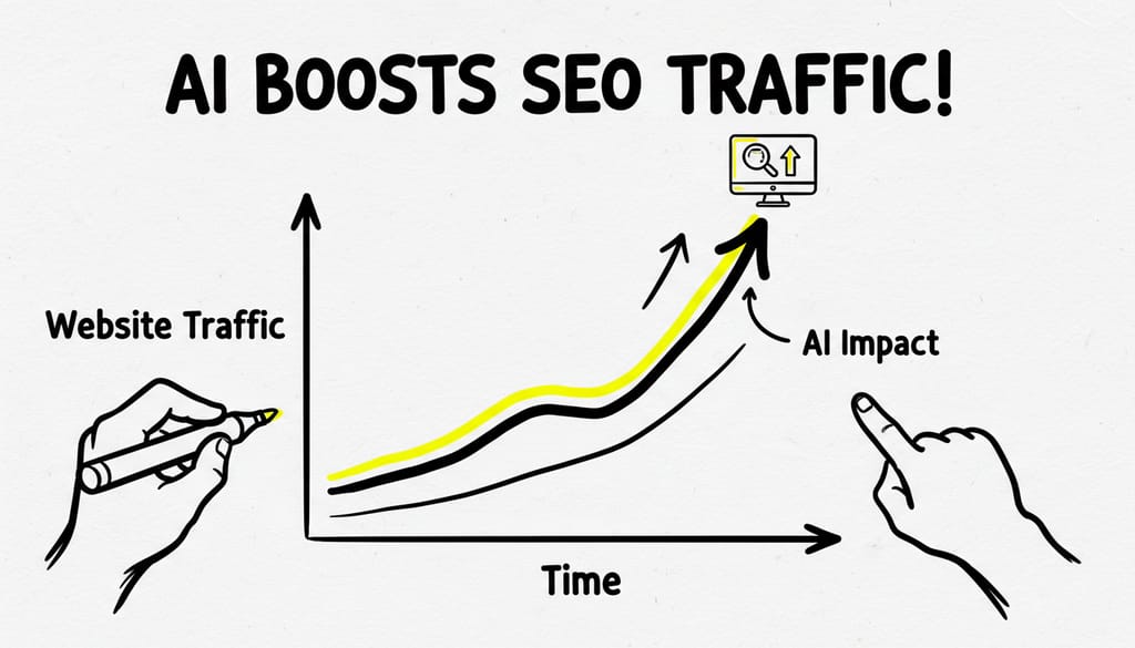 A graph showing exponential growth in website traffic, illustrating AI's impact on SEO