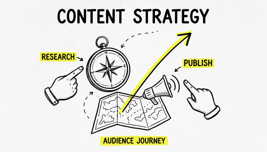 A weathered compass on an old map, indicating strategic direction for content