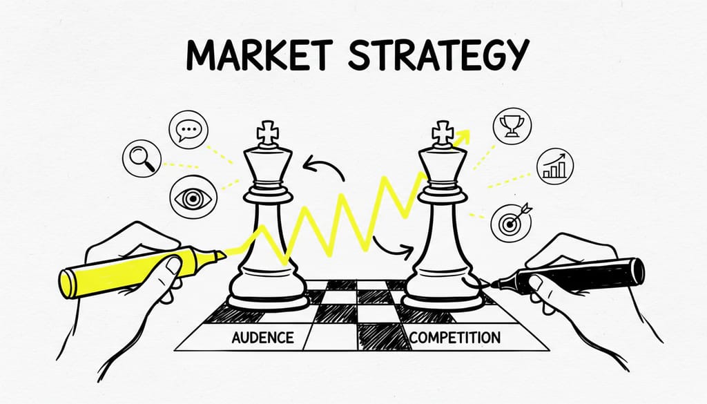 Two chess kings on a board, representing audience and competition analysis.
