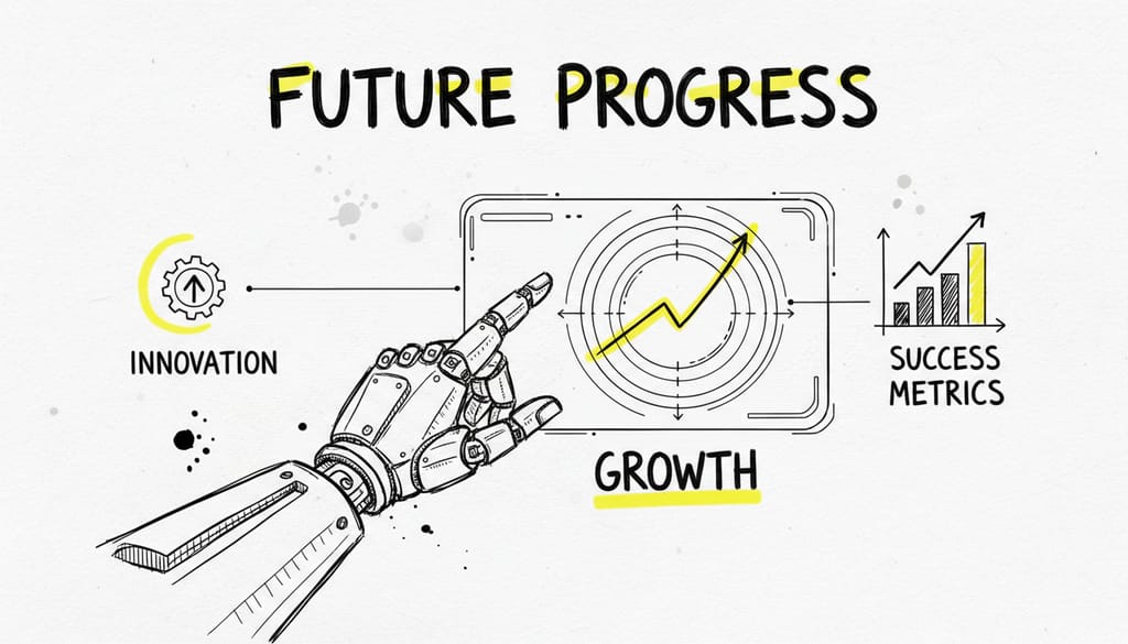 AI robot hand pointing to a growth chart on a futuristic interface