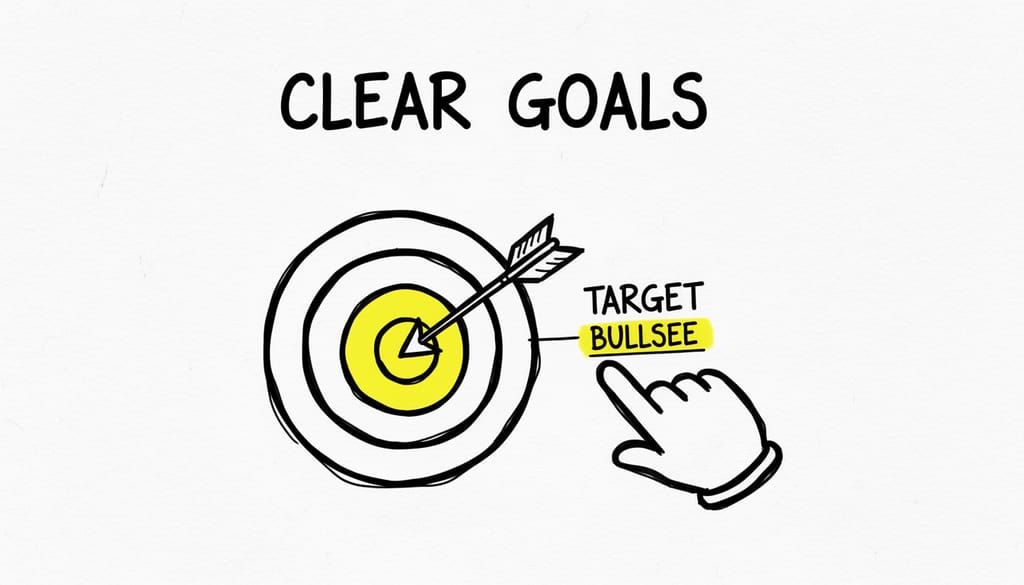 A target with an arrow hitting the bullseye, representing clear goals