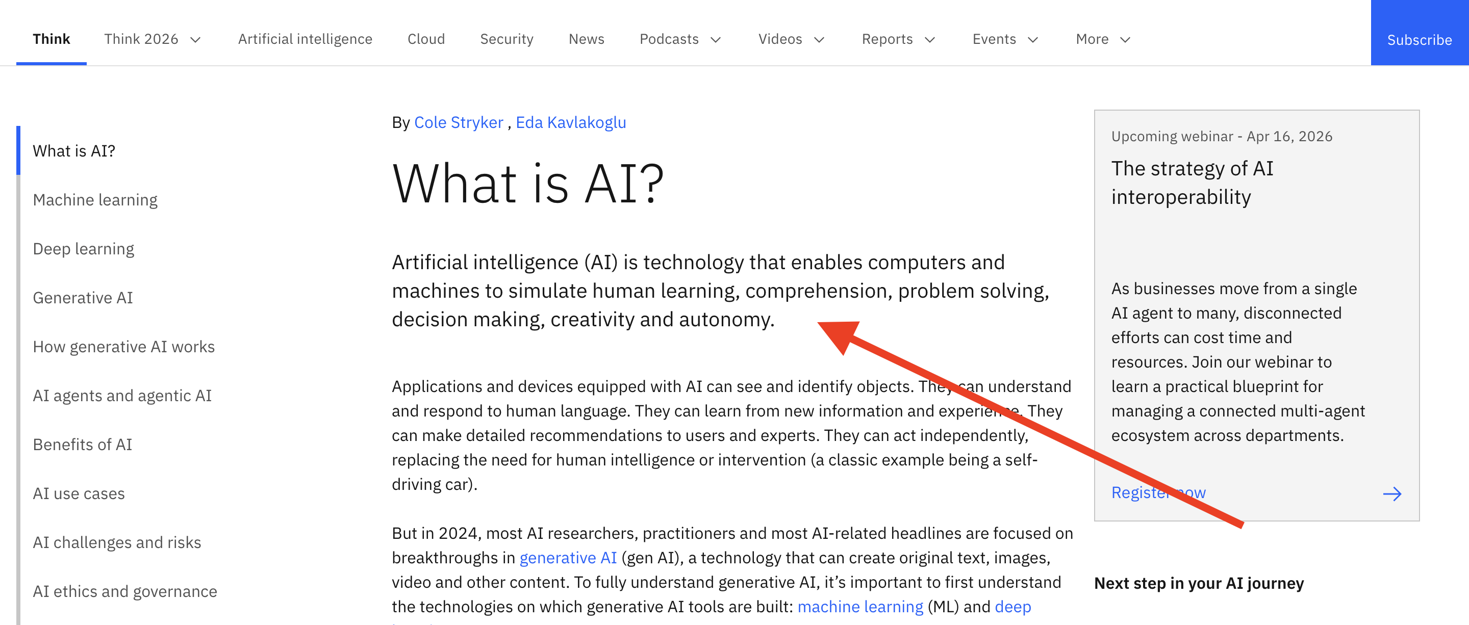 A screenshot of an IBM blog demonstrating the TLDR they use for all of their blogs.